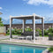 PURPLE LEAF Outdoor Retractable Pergola with Double Sun Shade Canopy White Heavy-Duty Aluminum Pergola Patio Modern Pergola With Curtains
