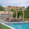 PURPLE LEAF Outdoor Retractable Pergola with Sun Shade Canopy In Natural Wood Grain Frame With Curtains