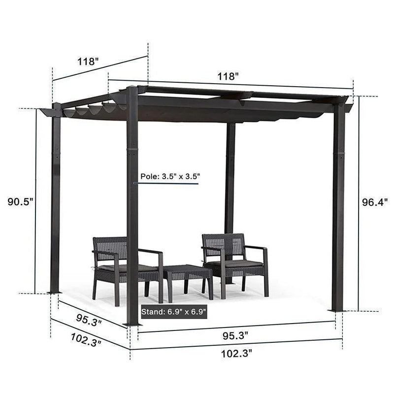 PURPLE LEAF Outdoor Retractable Pergola with Sun Shade Canopy Patio Aluminum Pergola for Garden