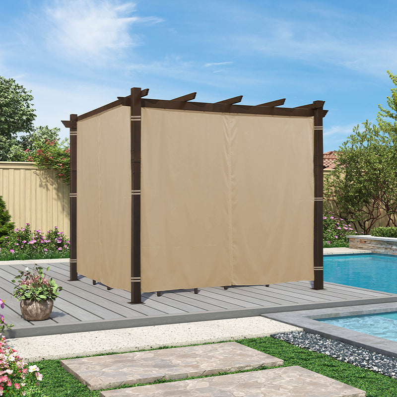 PURPLE LEAF Bronze Pergola Outdoor Retractable Metal Pergola with Canopy with Shade Cover With Curtains