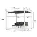 PURPLE LEAF Outdoor Retractable Pergola with Double Sun Shade Canopy White Heavy-Duty Aluminum Pergola Patio Modern Pergola for Garden Deck Backyard