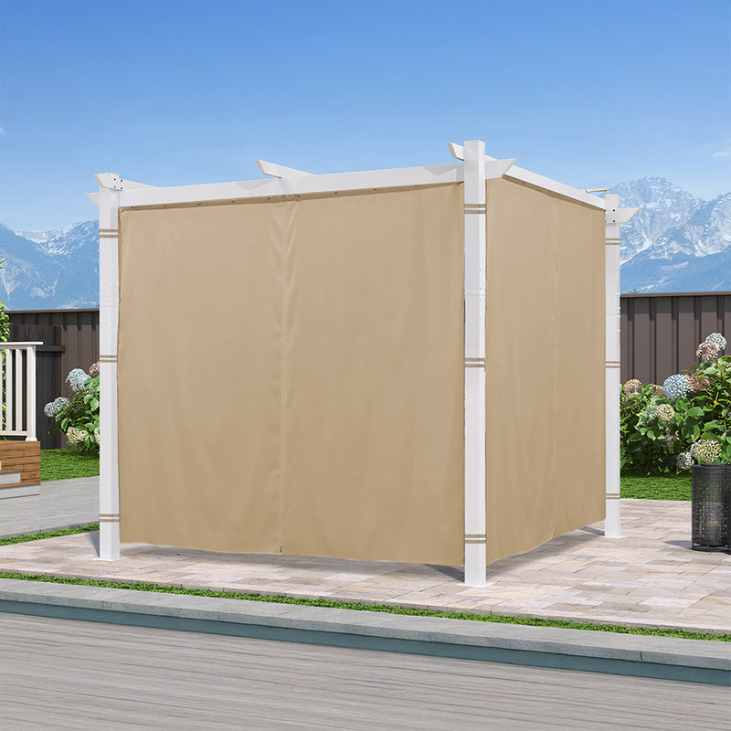 PURPLE LEAF Outdoor Retractable Pergola with Double Sun Shade Canopy White Heavy-Duty Aluminum Pergola Patio Modern Pergola With Curtains