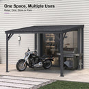 PURPLE LEAF  Outdoor Wall Mounted Hardtop Gazebo Metal Roof Patio Cover with Drainage System Outdoor Living Shelter for Backyard Lounge