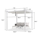 PURPLE LEAF Outdoor Retractable Pergola with Double Sun Shade Canopy White Heavy-Duty Aluminum Pergola Patio Modern Pergola for Garden Deck Backyard