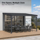 PURPLE LEAF  Outdoor Wall Mounted Hardtop Gazebo Metal Roof Patio Cover with Drainage System Outdoor Living Shelter for Backyard Lounge