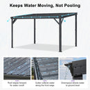 PURPLE LEAF  Outdoor Wall Mounted Hardtop Gazebo Metal Roof Patio Cover with Drainage System Outdoor Living Shelter for Backyard Lounge