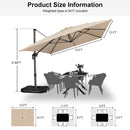 PURPLE LEAF Economical Square Outdoor Patio Umbrella Rectangle Cantilever Umbrella