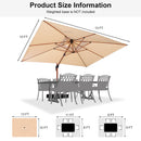 PURPLE LEAF 9 x 12 / 10 x 13 ft Rectangular Patio Umbrella Aluminum Cantilever Umbrella in Wood Color