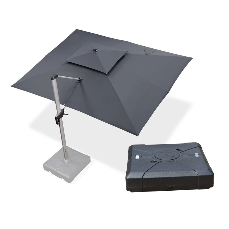 PURPLE LEAF Rectangular Large Outdoor Cantilever Umbrella With Base for Garden, Pool