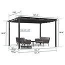 PURPLE LEAF Outdoor Retractable Pergola with Sun Shade Canopy Patio Aluminum Pergola for Garden