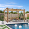 PURPLE LEAF Outdoor Retractable Pergola with Sun Shade Canopy In Natural Wood Grain Frame With Curtains