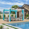 PURPLE LEAF Outdoor Retractable Pergola with Sun Shade Canopy Cover White Patio Metal Shelter for Garden With Curtains