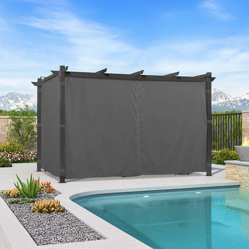 PURPLE LEAF Outdoor Retractable Pergola with Sun Shade Canopy Patio Aluminum Pergola With Curtains