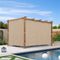 PURPLE LEAF Outdoor Retractable Pergola with Sun Shade Canopy In Natural Wood Grain Frame With Curtains