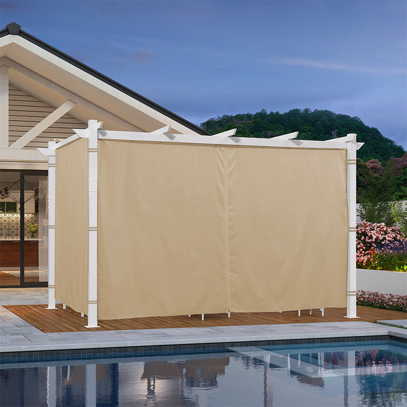 PURPLE LEAF Outdoor Retractable Pergola with Double Sun Shade Canopy White Heavy-Duty Aluminum Pergola Patio Modern Pergola With Curtains