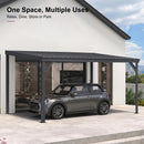 PURPLE LEAF  Outdoor Wall Mounted Hardtop Gazebo Metal Roof Patio Cover with Drainage System Outdoor Living Shelter for Backyard Lounge