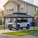 PURPLE LEAF Outdoor Metal Carport with Grey Steel Roof and Aluminum Frame Protective Shelter