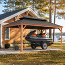 PURPLE LEAF Outdoor Aluminum Carport Heavy-Duty with Wood Grain Aluminum Frame