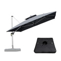 PURPLE LEAF Large Square Patio Cantilever Umbrella With Base for Garden Pool Porch