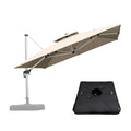 PURPLE LEAF Large Square Patio Cantilever Umbrella With Base for Garden Pool Porch