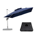PURPLE LEAF Large Square Patio Cantilever Umbrella With Base for Garden Pool Porch