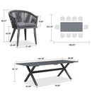 PURPLE LEAF 7/9/11 Pieces Outdoor Dining Set with Aluminium Patio Furniture Table and Rattan Chairs Sets for Deck, Backyard and Indoor, Grey