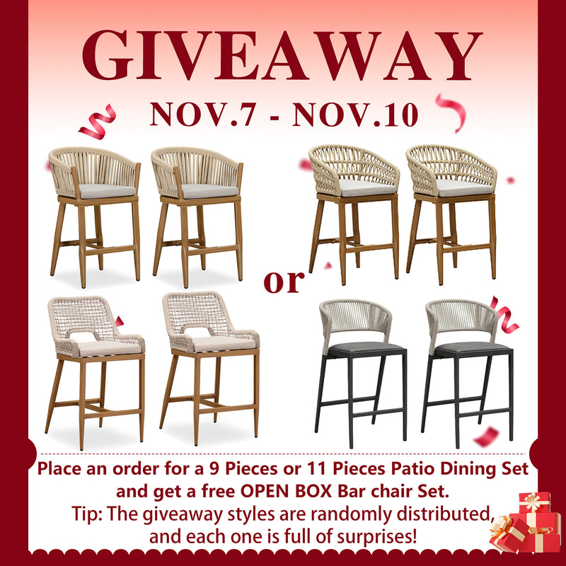 PURPLE LEAF 7/9/11 Pieces Patio Dining Set with Weather-Resistant Dining Table and Chairs Wicker Patio Table Set with Comfortable Cushion for Deck, Garden, Kitchen, Grey