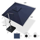PURPLE LEAF Rectangular Large Outdoor Cantilever Umbrella With Base for Garden, Pool