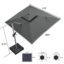 PURPLE LEAF Rectangular Large Outdoor Cantilever Umbrella With Base for Garden, Pool