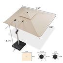 PURPLE LEAF Rectangular Large Outdoor Cantilever Umbrella With Base for Garden, Pool