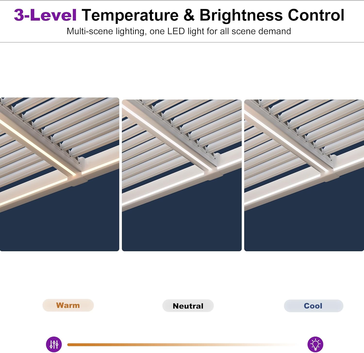 PURPLE LEAF Caesar LED Louvered Pergola with Integrated Solar Strip Li