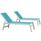 PURPLE LEAF Outdoor Chaise Lounge Chairs Set of 2 White Aluminum Lounge Chair Five-Position Adjustable Chaise with Wheels and Table for Pool Deck Patio