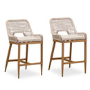 OPEN BOX I PURPLE LEAF 2 Set Outdoor Bar Stool Chair Set, Modern Counter Height Bar Stool, Cushion Included