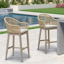 PURPLE LEAF Patio Chairs, 2 Set Outdoor Bar Stools Modern Counter Height Bar, Cushions Included