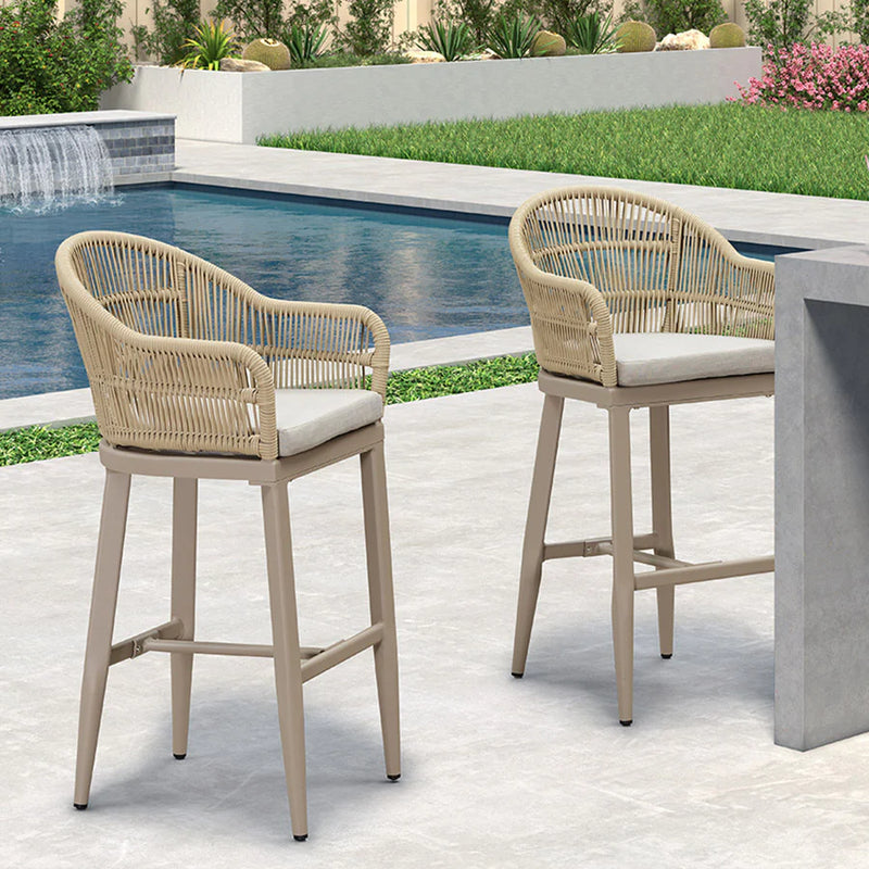 OPEN BOX I PURPLE LEAF Patio Chairs, 2 Set Outdoor Bar Stools Modern Counter Height Bar, Cushions Included