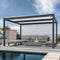 PURPLE LEAF Louvered Pergola Grey Outdoor Aluminum Pergola with Roller Blinds Adjustable Gazebo Rainproof for Patio Deck Garden