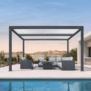PURPLE LEAF Louvered Pergola Modern Grey Pergola with White Roof for Deck Backyard Garden