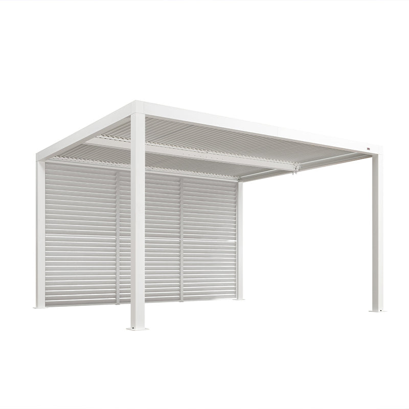 PURPLE LEAF Louvered Pergola white Outdoor Aluminum Pergola with Shutter Wall Adjustable Gazebo Rainproof for Patio Deck Garden