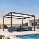 PURPLE LEAF Louvered Pergola Modern Grey Pergola with White Roof for Deck Backyard Garden