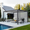 PURPLE LEAF Athena Louvered Pergola Grey Outdoor Aluminum Pergola with Roller Blinds Adjustable Gazebo Rainproof for Patio Deck Garden
