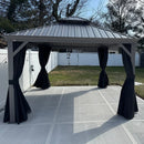 PURPLE LEAF Patio Gazebo for Pool Light Grey Hardtop Galvanized Steel Roof with Upgraded Curtains