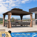 PURPLE LEAF Outdoor Hardtop Gazebo for Garden Bronze Double Roof Aluminum Frame Pavilion