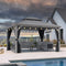 PURPLE LEAF Patio Gazebo for Pool Light Grey Hardtop Galvanized Steel Roof with String Lights