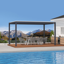 PURPLE LEAF Louvered Pergola Modern Grey Pergola with White Roof for Deck Backyard Garden