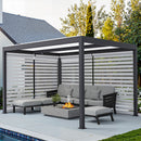 PURPLE LEAF Athena Louvered Pergola Grey Outdoor Aluminum Pergola with Roller Blinds Adjustable Gazebo Rainproof for Patio Deck Garden