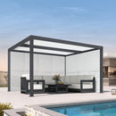 PURPLE LEAF Athena Louvered Pergola Grey Outdoor Aluminum Pergola with Shutter Wall Adjustable Gazebo Rainproof for Patio Deck Garden