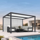 PURPLE LEAF Athena Louvered Pergola Grey Outdoor Aluminum Pergola with Shutter Wall Adjustable Gazebo Rainproof for Patio Deck Garden