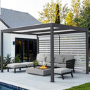 PURPLE LEAF Athena Louvered Pergola Grey Outdoor Aluminum Pergola with Roller Blinds Adjustable Gazebo Rainproof for Patio Deck Garden