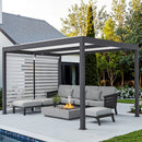 PURPLE LEAF Athena Louvered Pergola Grey Outdoor Aluminum Pergola with Roller Blinds Adjustable Gazebo Rainproof for Patio Deck Garden