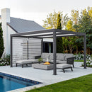 PURPLE LEAF Athena Louvered Pergola Grey Outdoor Aluminum Pergola with Roller Blinds Adjustable Gazebo Rainproof for Patio Deck Garden